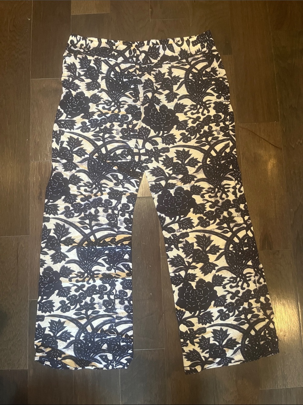 LOFT Navy and White Floral Trousers